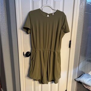 Lululemon romper backless, high neck Olive Green Short Sleeve Jumpsuit